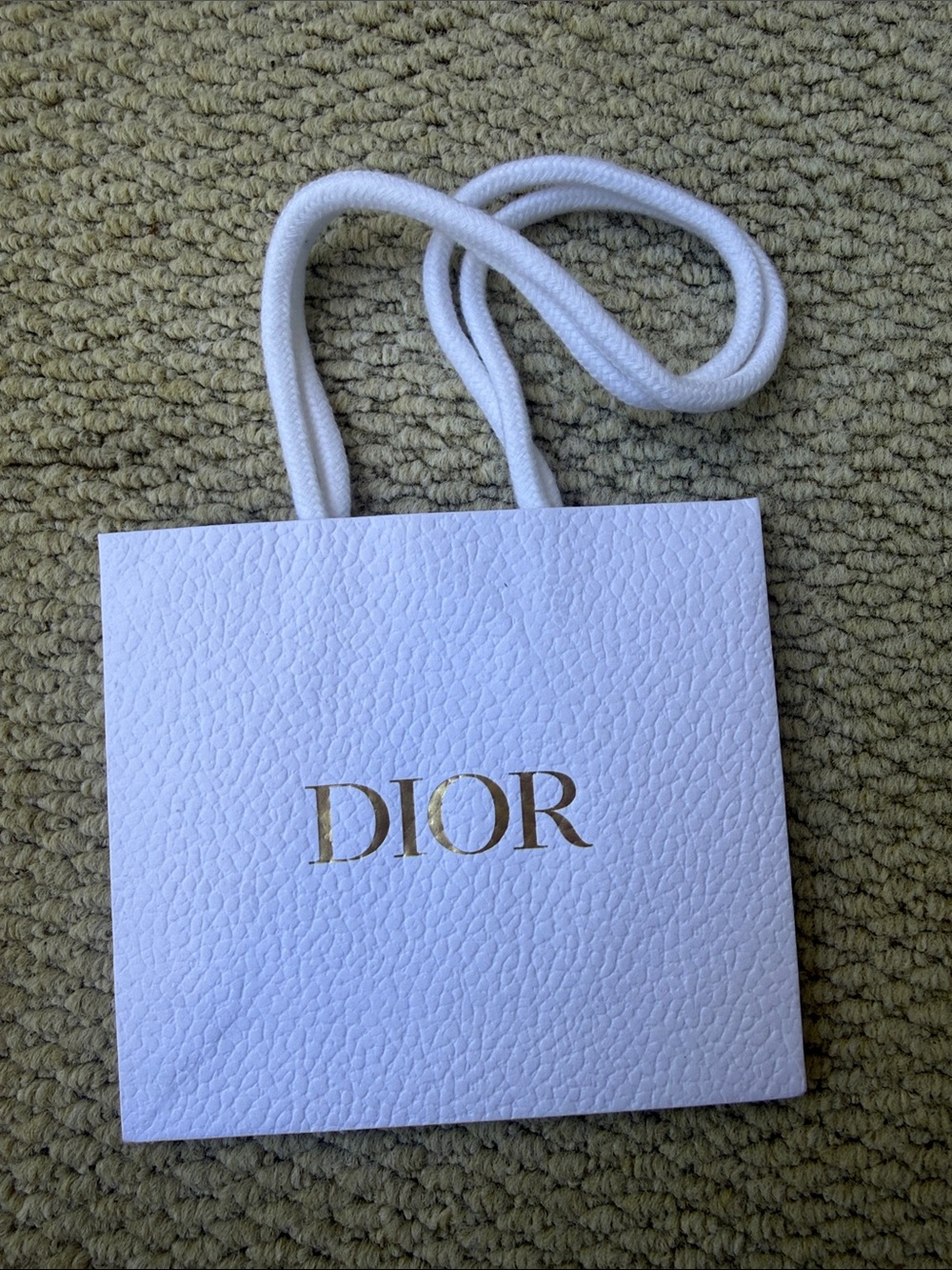 Dior White Mini Gift Bag with Gold Logo